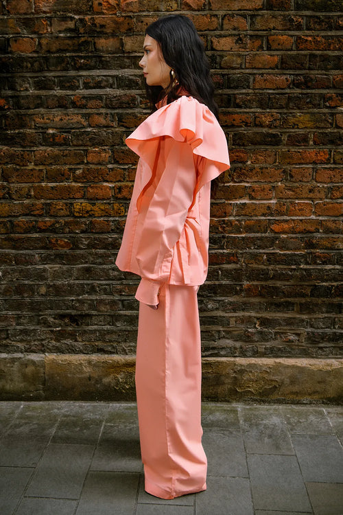 Ruffle Shoulder Poplin Cotton Co-ord Set