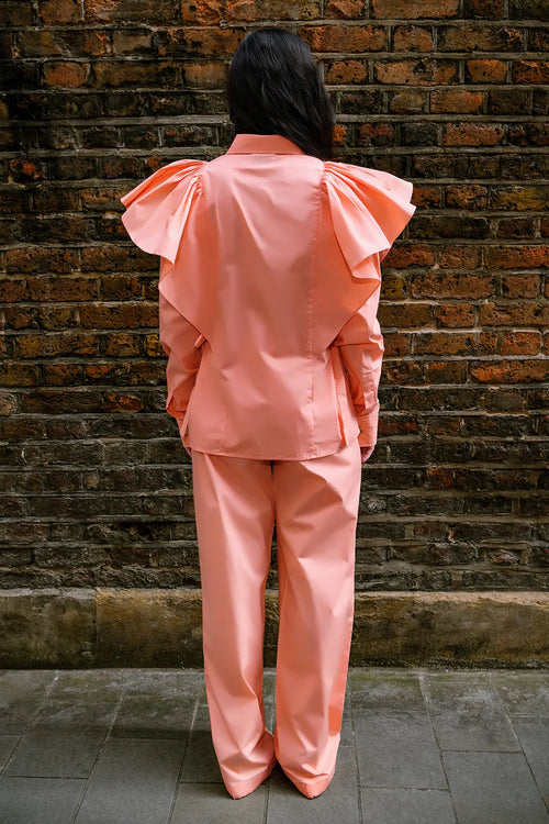 Ruffle Shoulder Poplin Cotton Co-ord Set