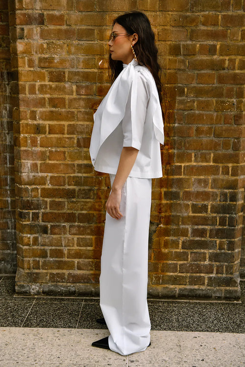 Pure Cotton Wrap Neck Top and Straight Pants Set