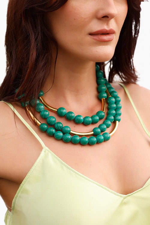 Bohême Beads Malachite Layered Necklace