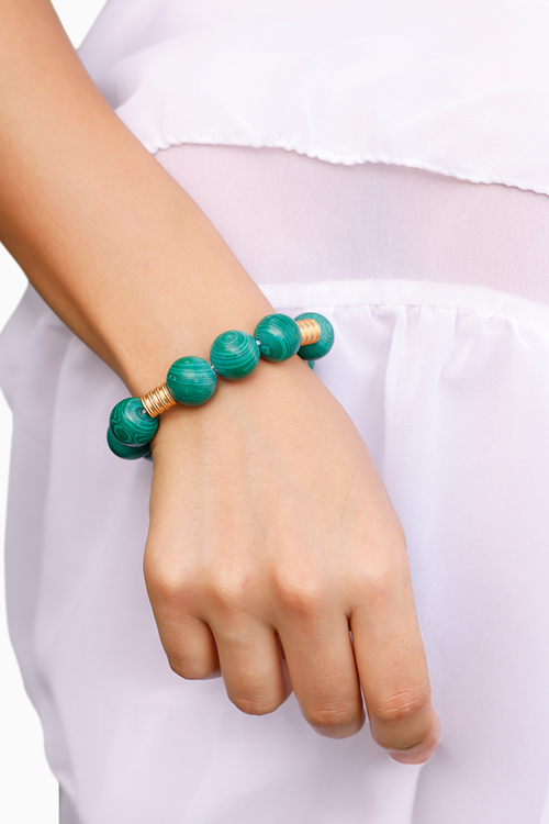 Bohême Beads Malachite Ball Bracelet