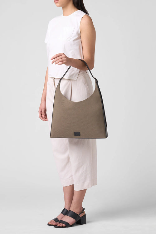 Danny Canvas Cacao Black Large Flatiron Bag