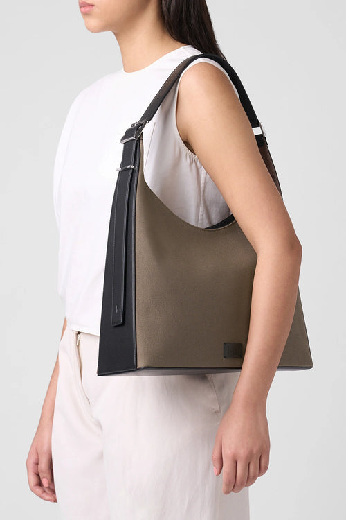Danny Canvas Cacao Black Large Flatiron Bag