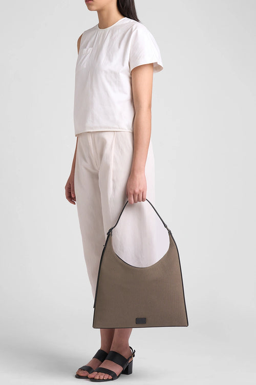 Danny Canvas Cacao Black Large Flatiron Bag
