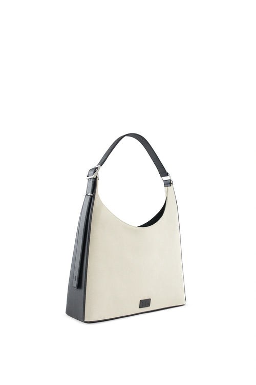 Danny Canvas Sand Black Large Flatiron Bag