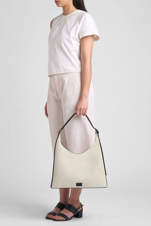 Danny Canvas Sand Black Large Flatiron Bag