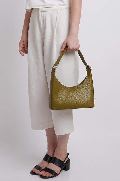 Danny Flatiron Pebble Olive Bag