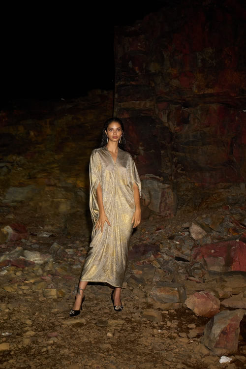 Drape Natural Gold Cowl Kaftan