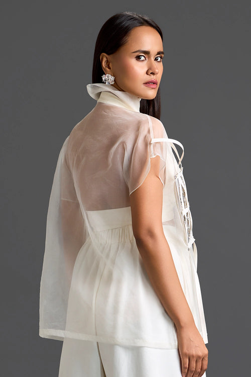 White Structured Sheer Top