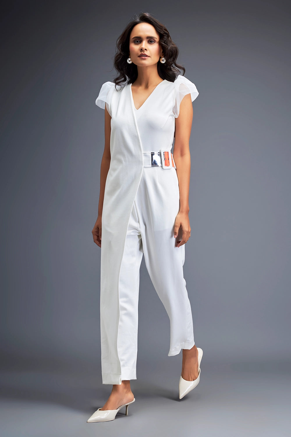 White Jumpsuit With Belt