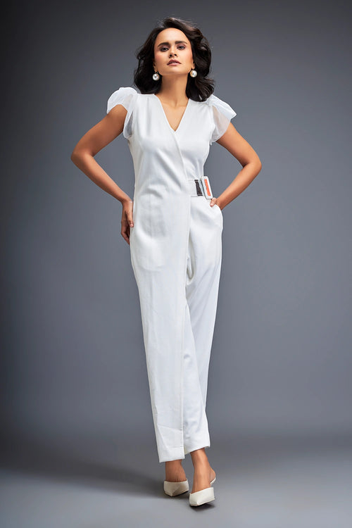 White Jumpsuit With Belt