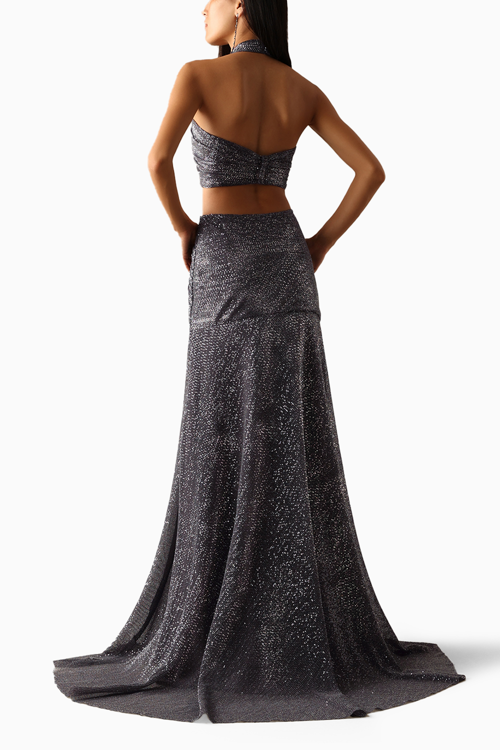 Dark Grey Karlie Criss Cross Cut Gown