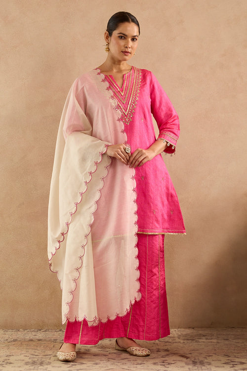 Rani Pink Dori Embroidered Kurta Set
