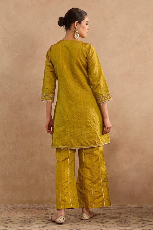 Warm Green Dori Embroidered Kurta Set