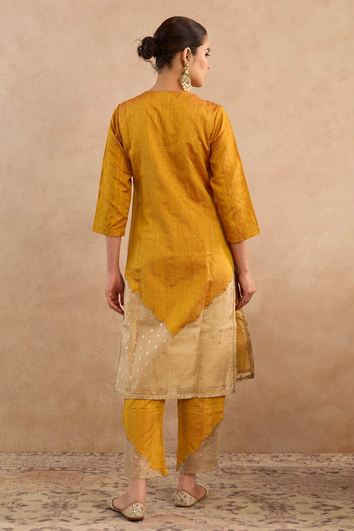 Mustard Dori Yoke Embroidered Kurta Set