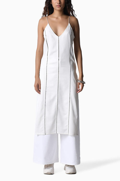 Jaali White Slip Dress