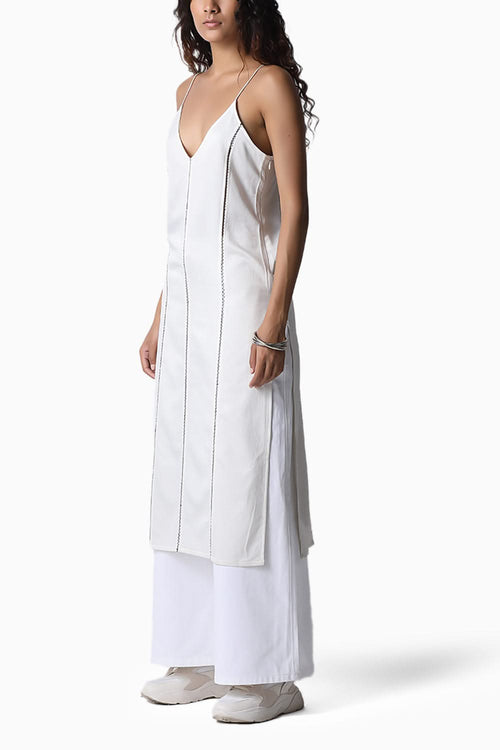Jaali White Slip Dress