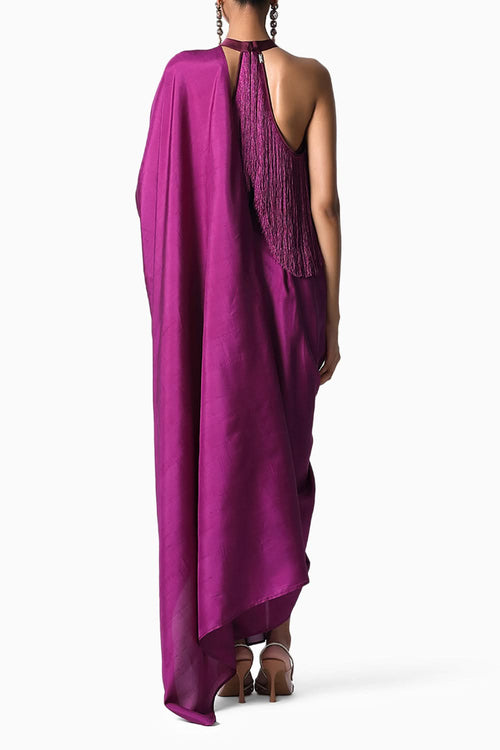 Halter Fringe Top with Masai Godet Sari
