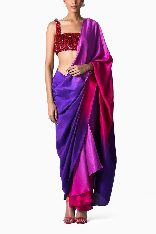 Rosa  Blouse with Ombre Masai Godet Sari