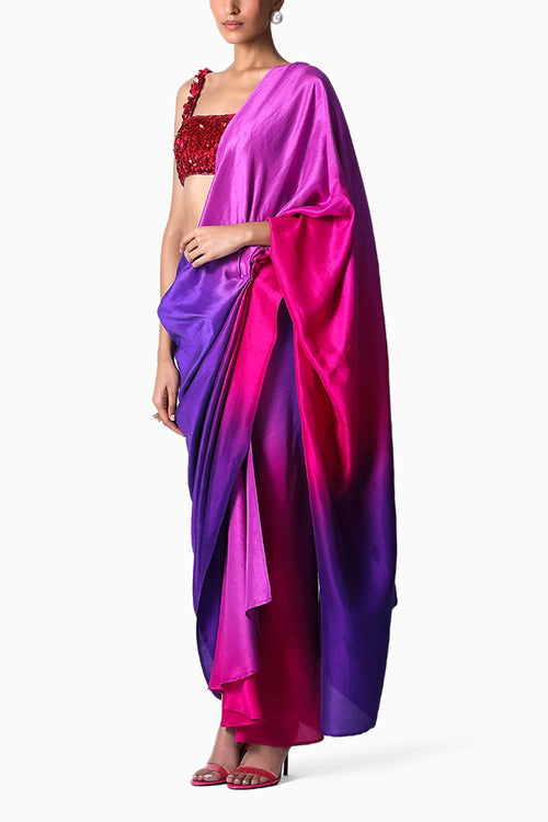 Rosa  Blouse with Ombre Masai Godet Sari