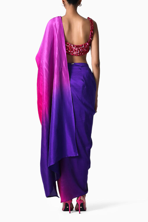 Rosa  Blouse with Ombre Masai Godet Sari
