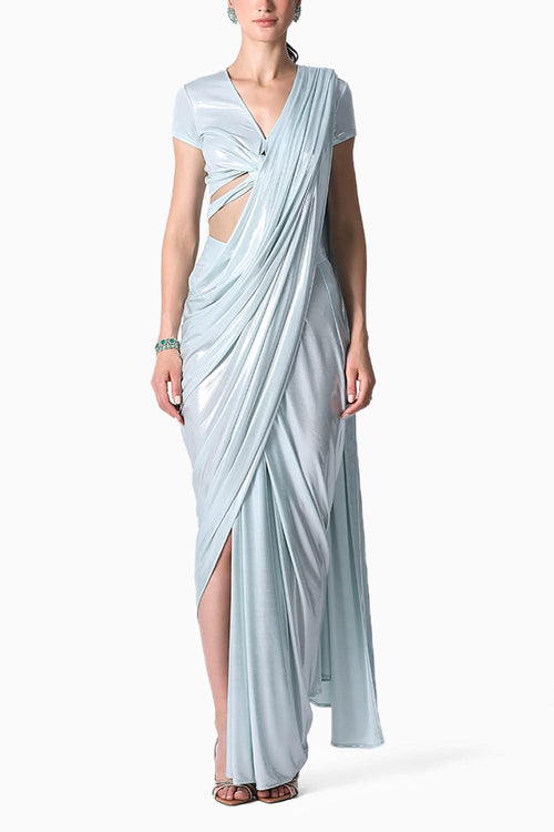 Liquid Top with Waterfall Sari