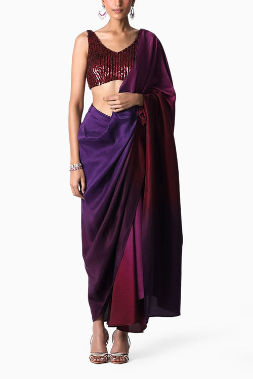 Shivi Blouse with Ombre Masai Godet Sari