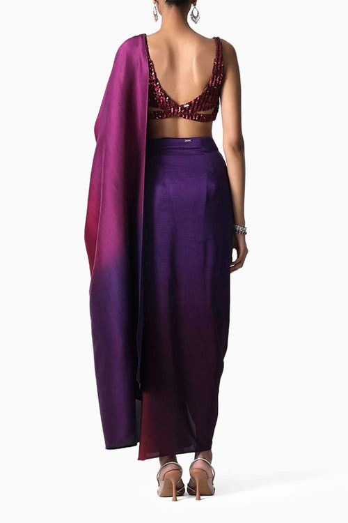 Shivi Blouse with Ombre Masai Godet Sari