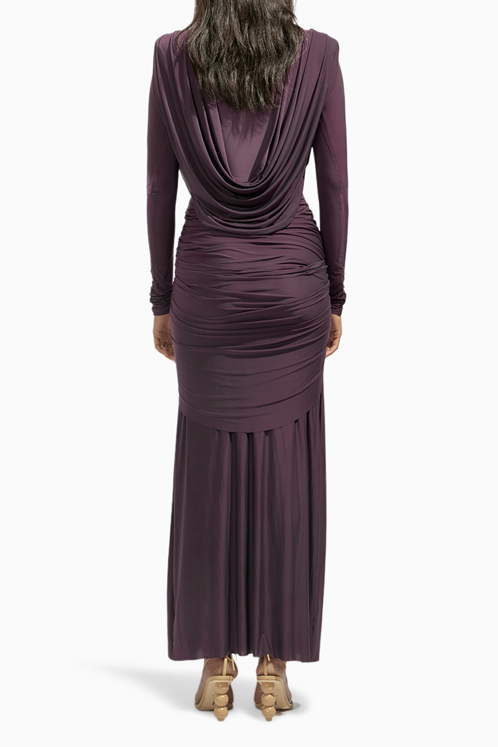 Aisha Purple Overlap Drape Gown