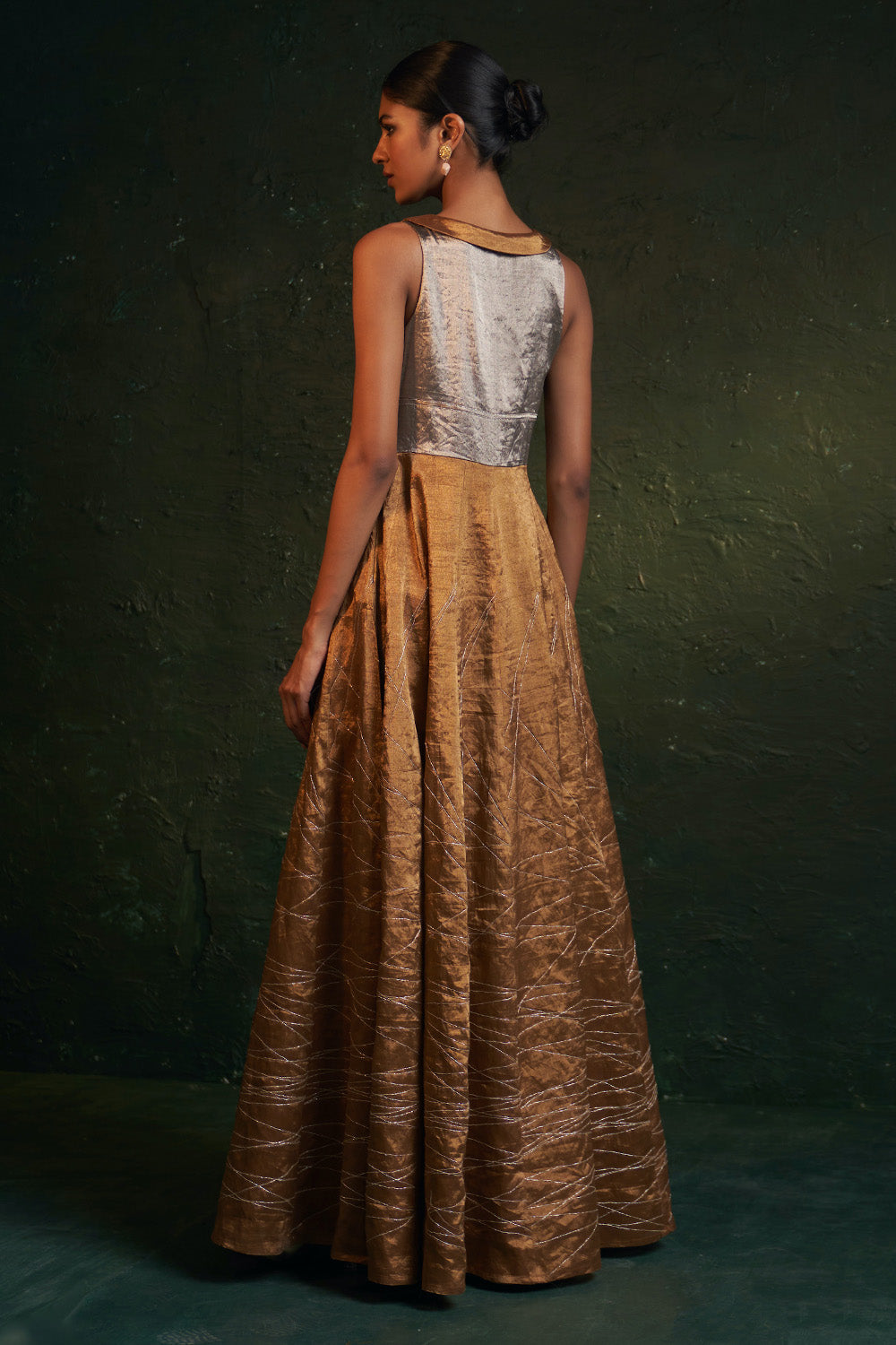 Gold Tissue Long Dress