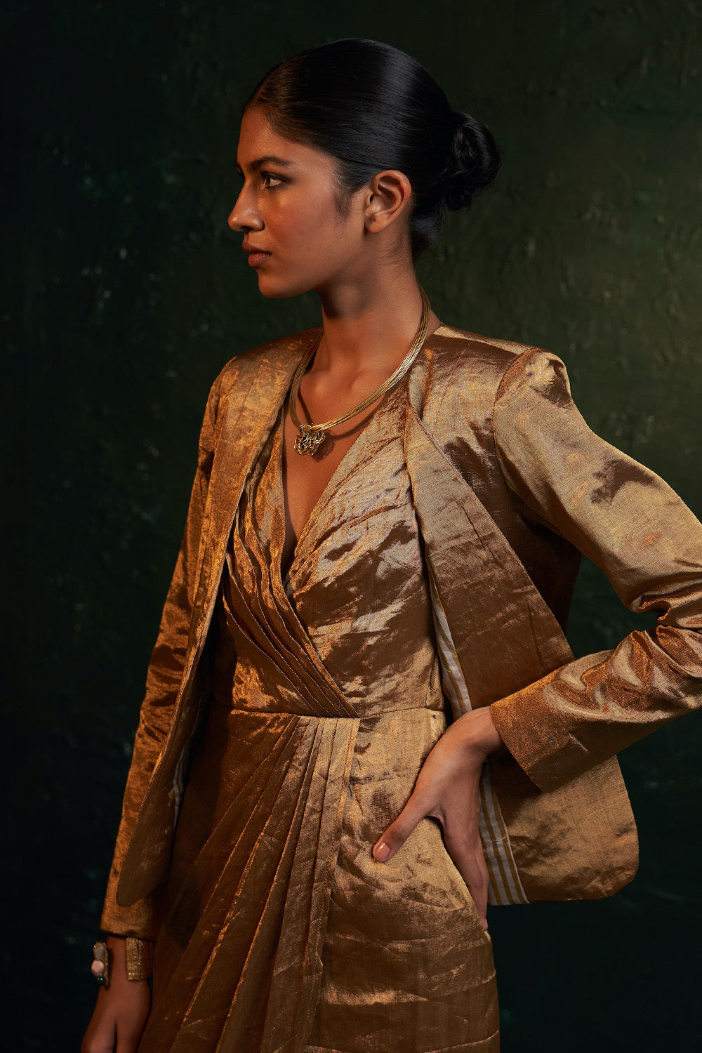 Midas Gold Tissue Dress & Jacket