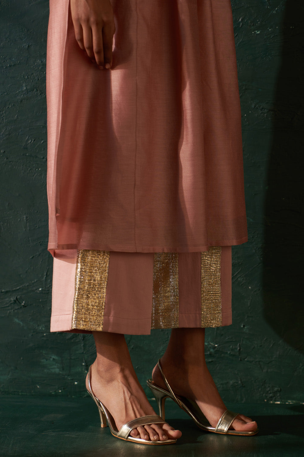 Midas Old Rose Chanderi Kurta Set