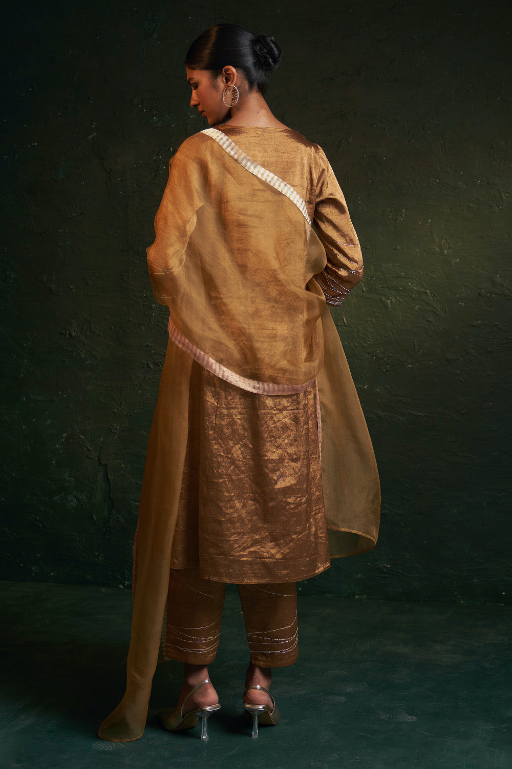 Midas Gold Silk Tissue Kurta Set