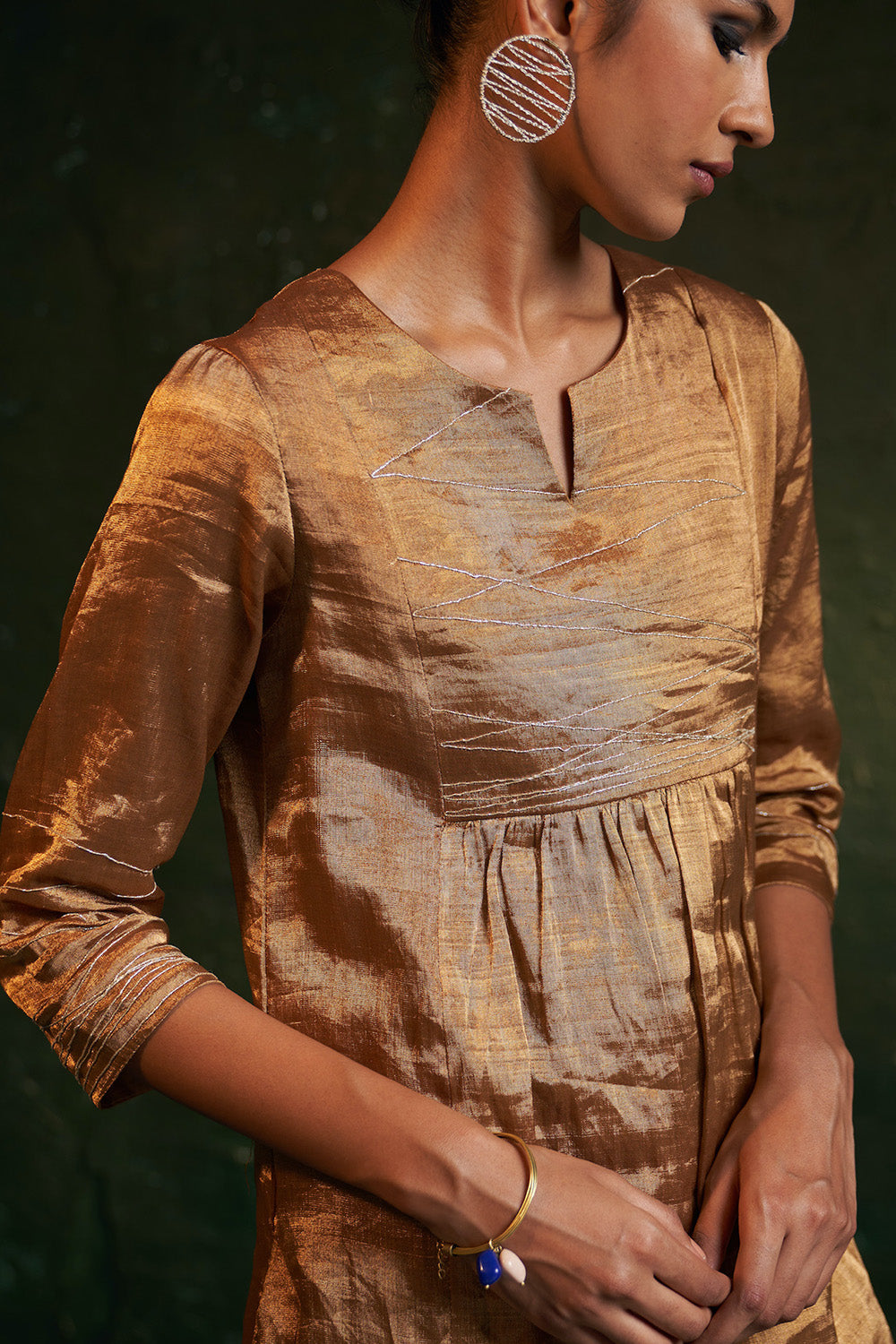 Midas Gold Silk Tissue Kurta Set