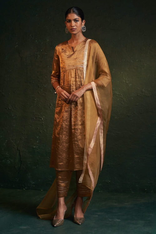 Midas Gold Silk Tissue Kurta Set