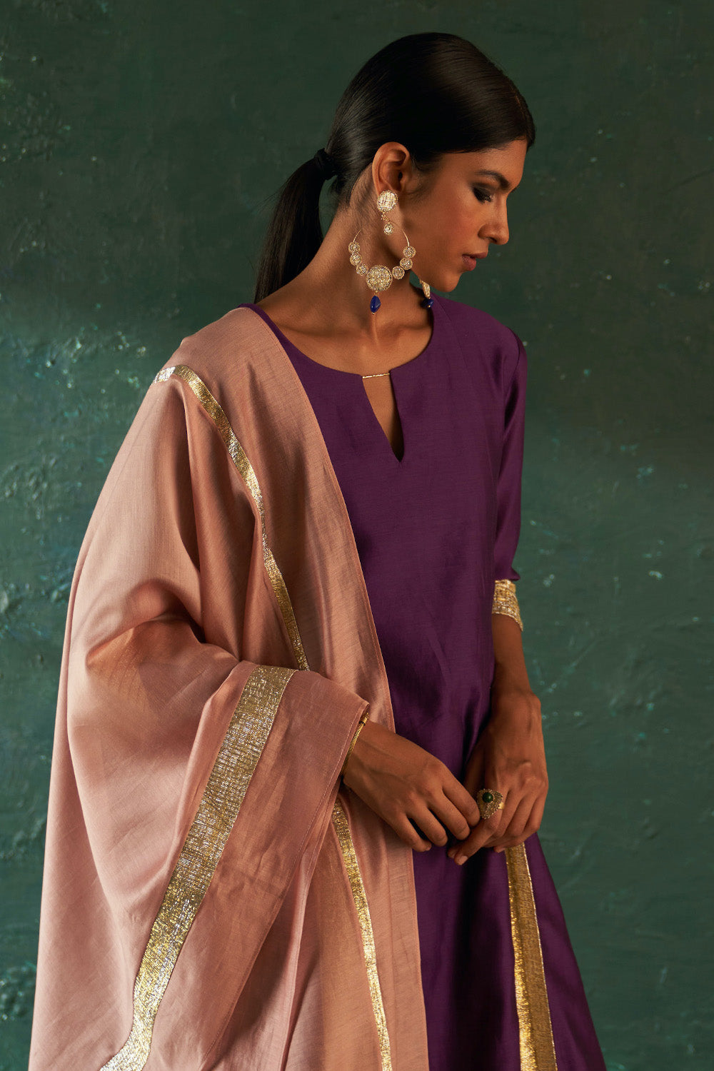 Midas Purple Chanderi Kurta Set