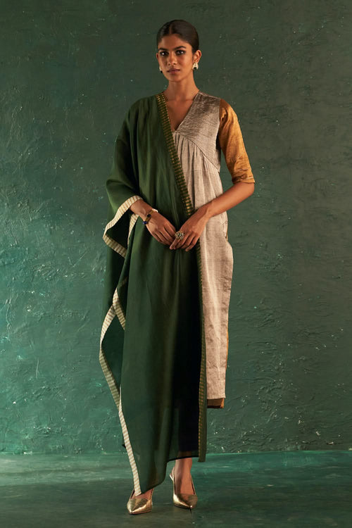 Midas Gold Silver Tissue Kurta Set