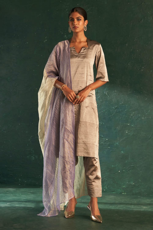 Midas Maple Leaf Neck Tissue Kurta