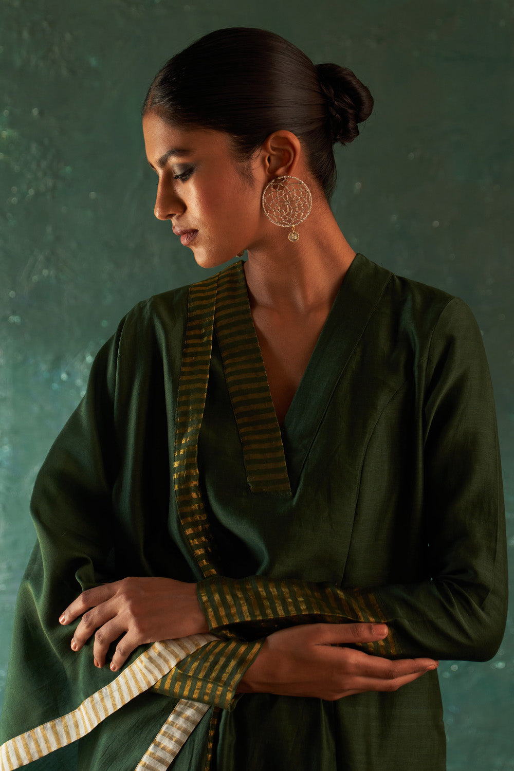 Midas Deep Green Chanderi Kurta Set