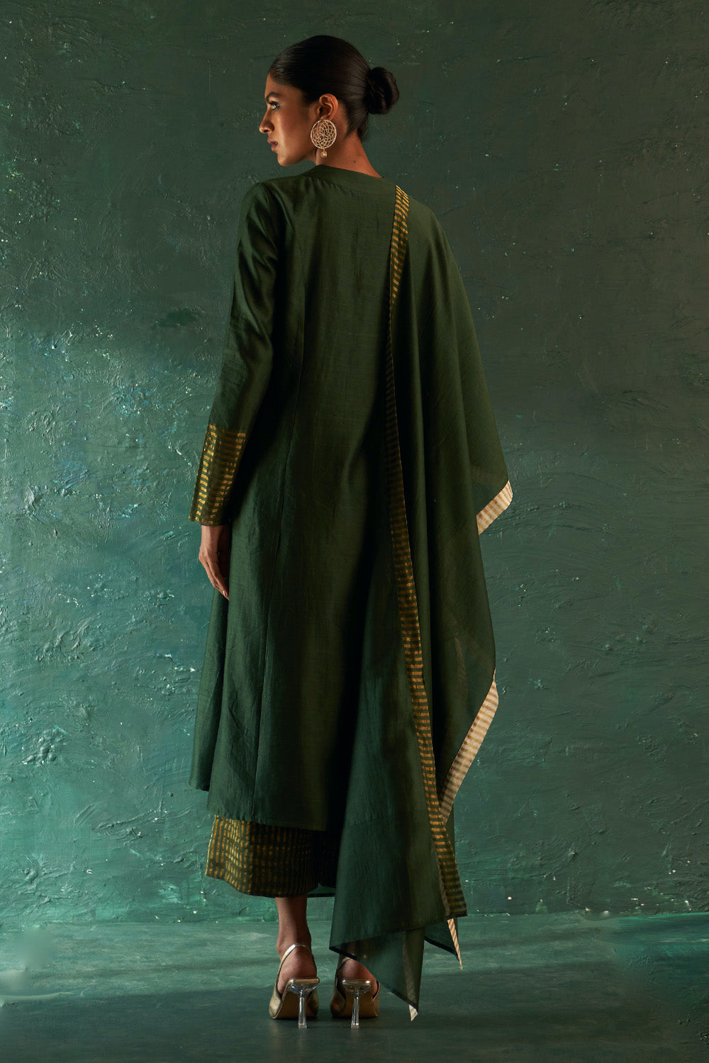 Midas Deep Green Chanderi Kurta Set