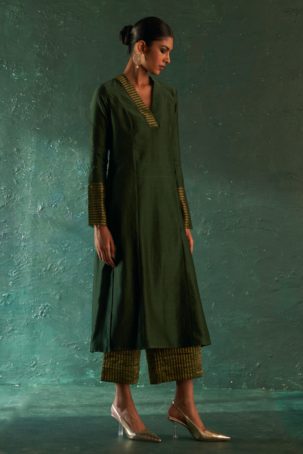 Midas Deep Green Chanderi Kurta Set