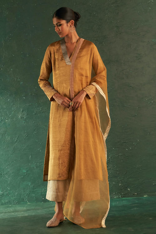 Midas Gold Tissue Kurta Set