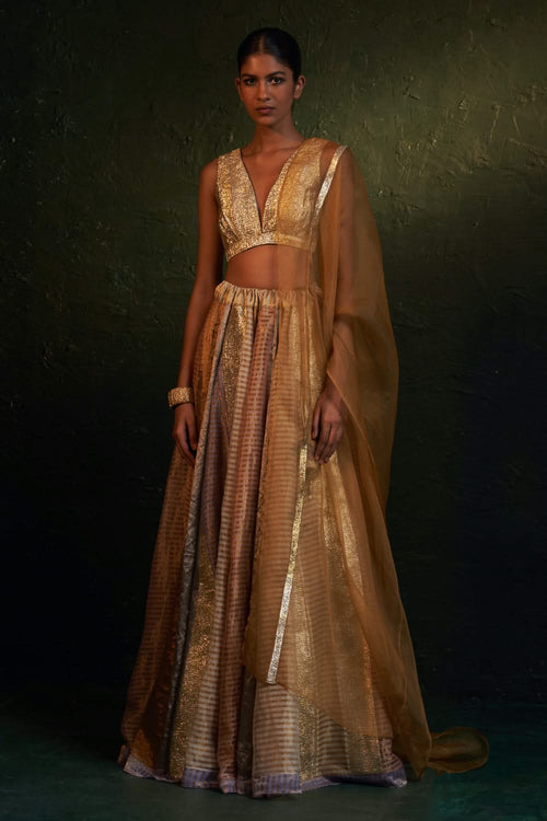 Midas Tissue Multi Color Lehenga Set