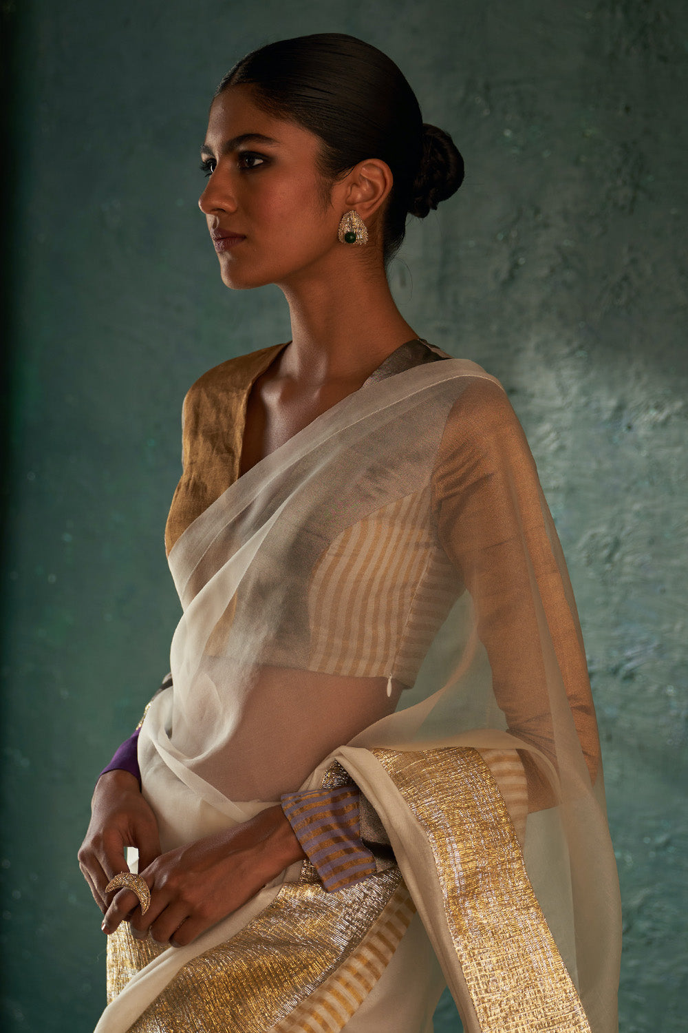 Midas Ivory Saree with Tissue Blouse