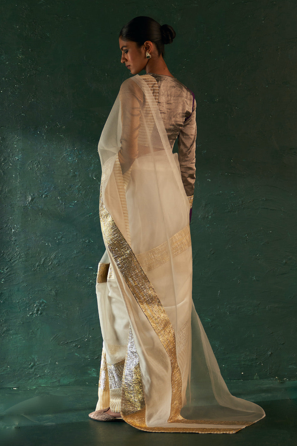 Midas Ivory Saree with Tissue Blouse