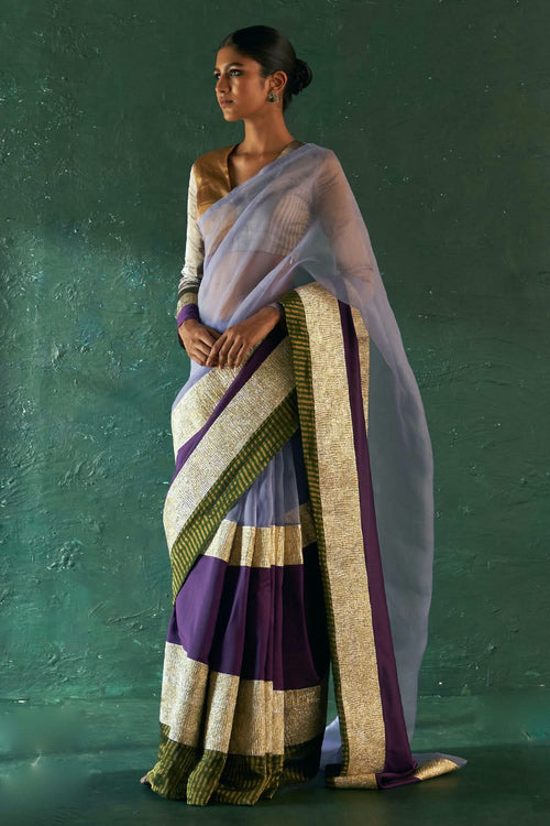 Midas Purple Saree with Tissue Blouse