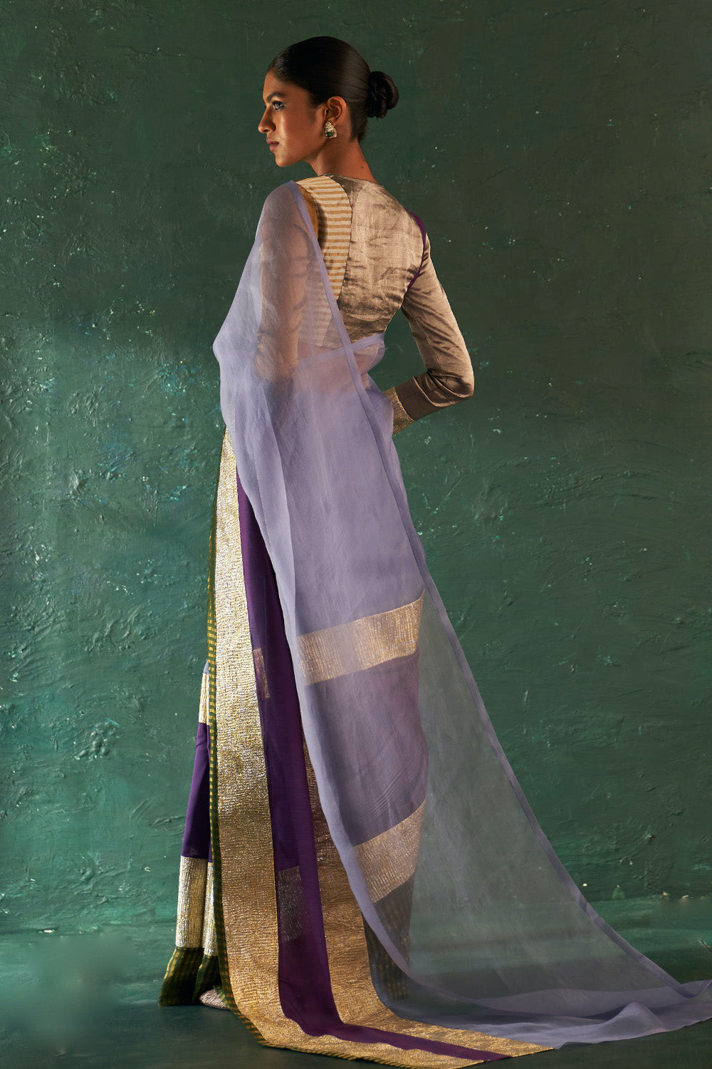 Midas Purple Saree with Tissue Blouse