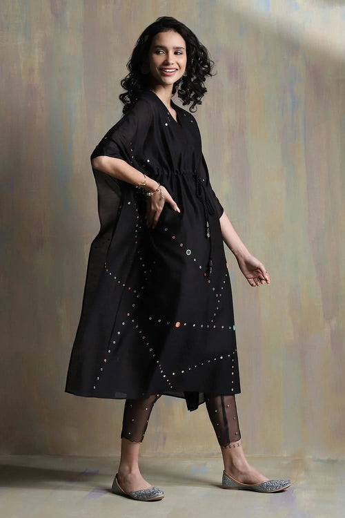 Chanderi Black Kaftan Set