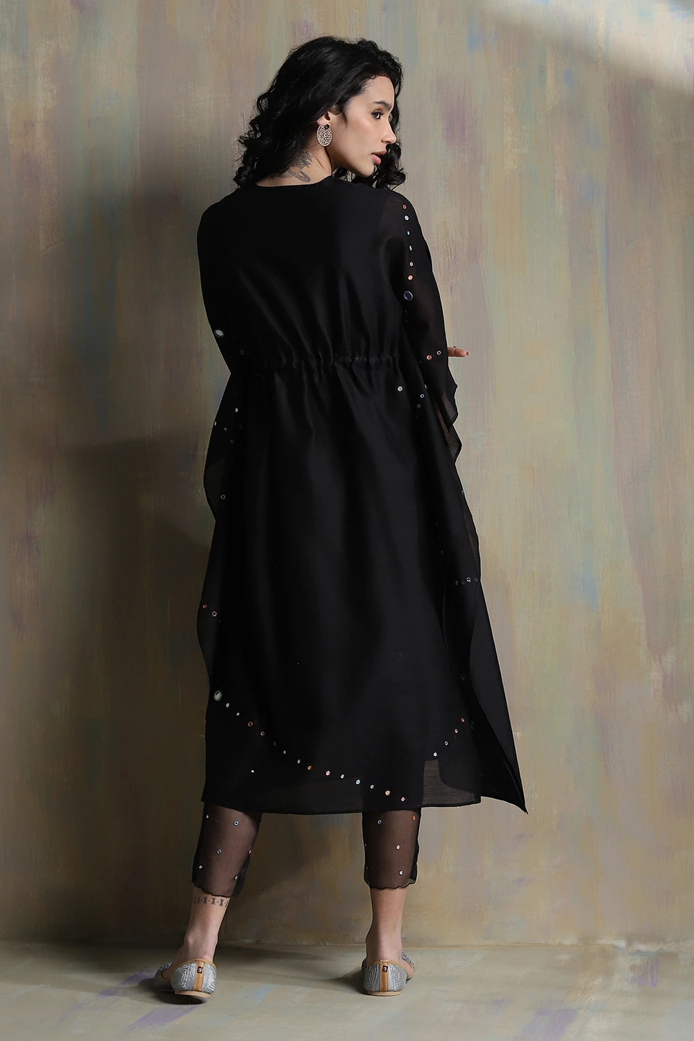 Chanderi Black Kaftan Set