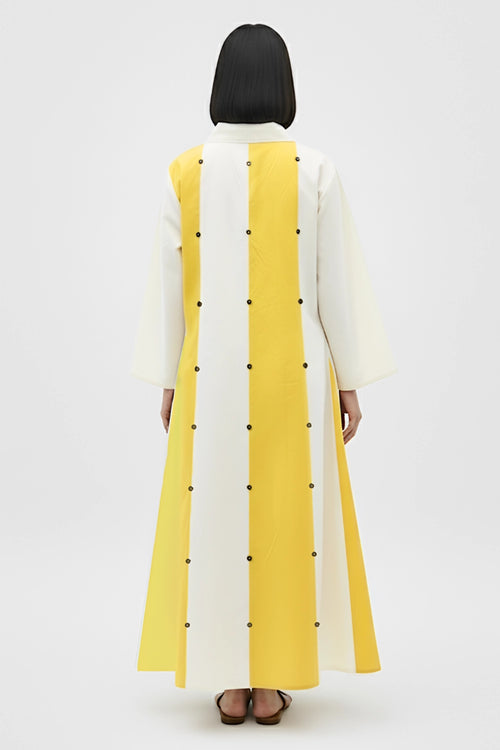 Ivory-Mango Yellow Panel Maxi Dress
